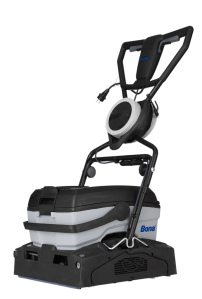 Bona scrubber with red brushes, designed for effective deck cleaning.